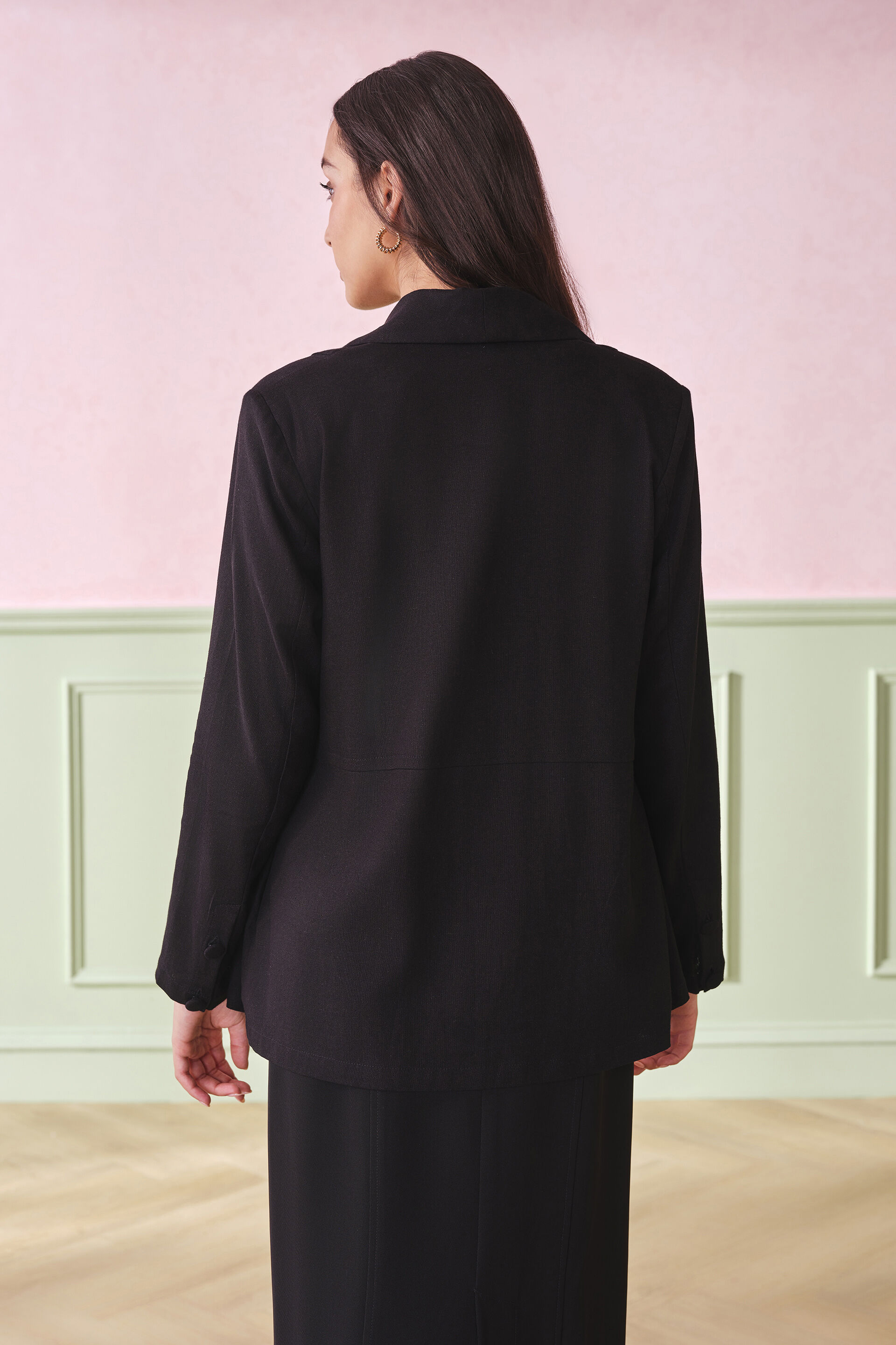 Midnight Drape Viscose Blend Black Jacket, Black, image 6